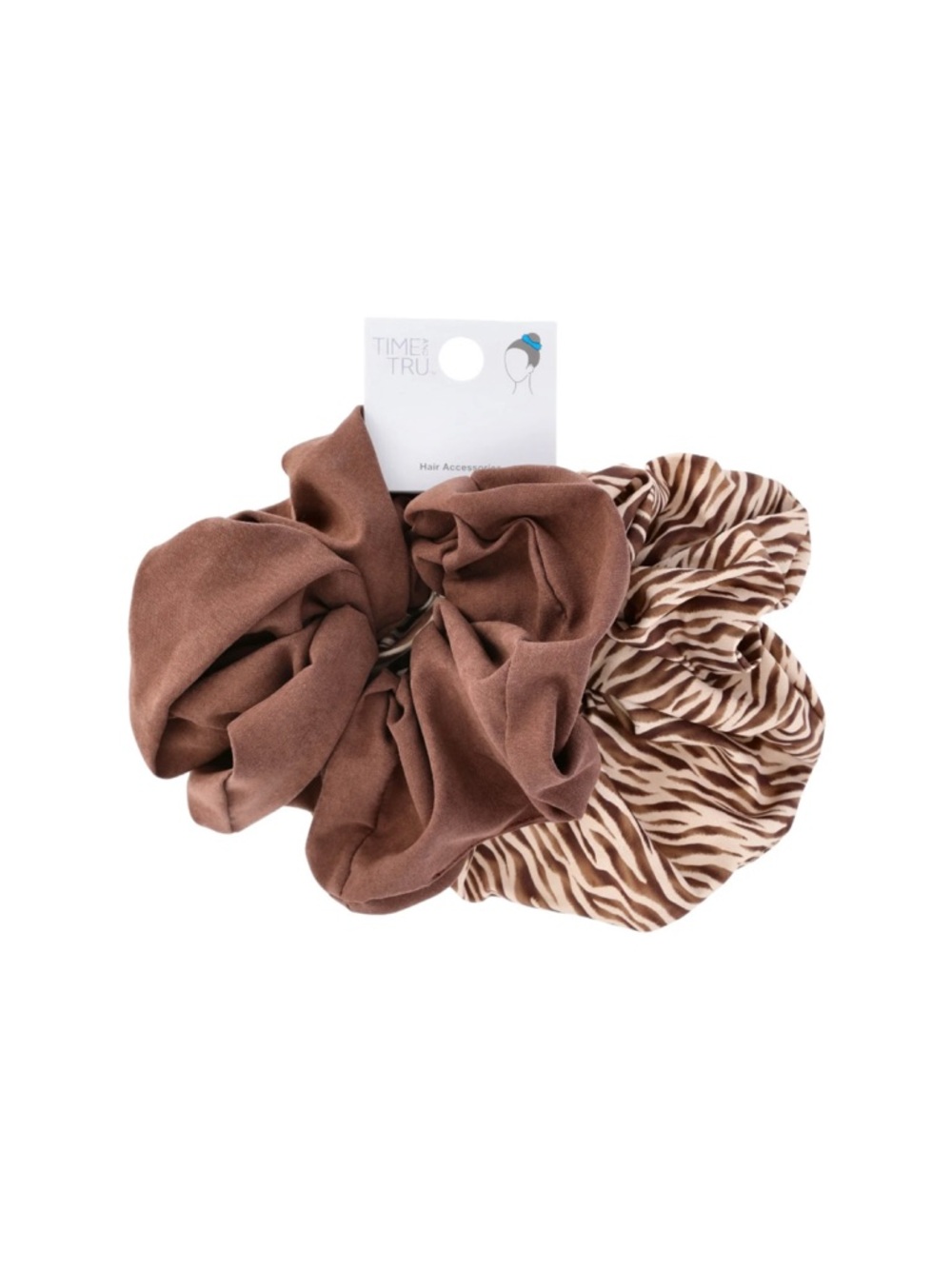 Time and Tru Brown And Zebra Cream Print Ponytail Large Scrunchies - Picture 7 of 7